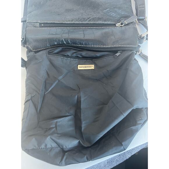 Giani Bernini Black Leather Crossbody Organizer Shoulder Bag Purse - Picture 9 of 13